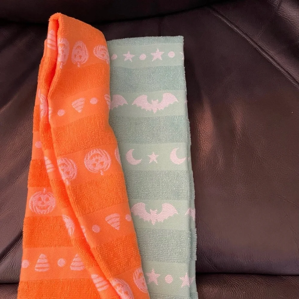 Halloween Cupcakes and Cashmere Pumpkin Kitchen Towel Set of 3